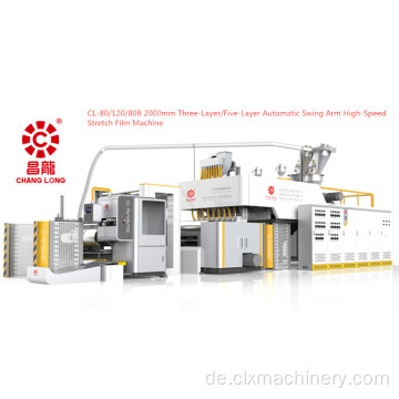 Automatische Dreischicht-Hochgeschwindigkeits-Stretchfolienmaschine mit Schwenkarm